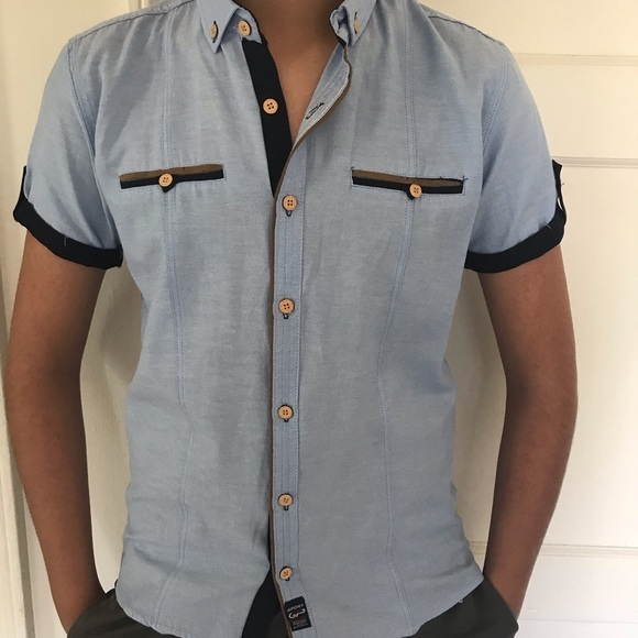 Men's Stylish Slim Fit Shirt in Light Blue Color - Picture 8 of 8